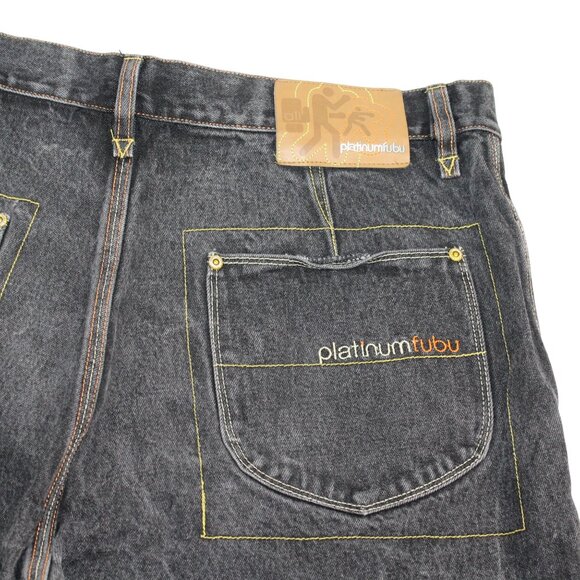 Vintage Platinum Fubu Sz 39X33 Muhammad Ali Black Wash Jeans Y2K Skater Baggy - Picture 6 of 16